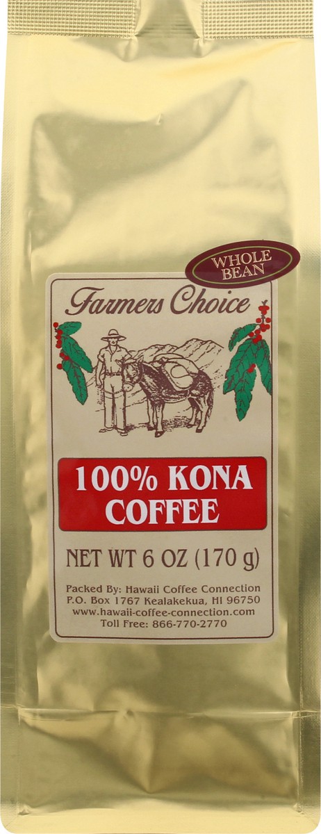 slide 3 of 8, Farmers Choice Whole Bean 100% Kona Coffee 6 oz, 6 oz
