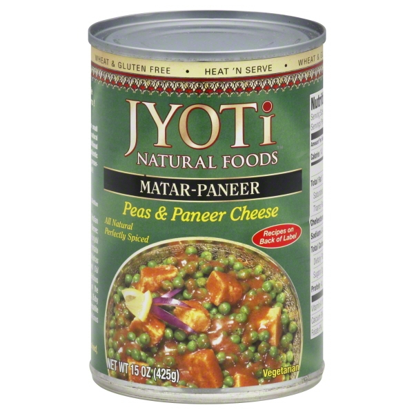 slide 1 of 1, Jyoti Natural Foods Matar-Paneer Peas & Paneer Cheese, 15 oz