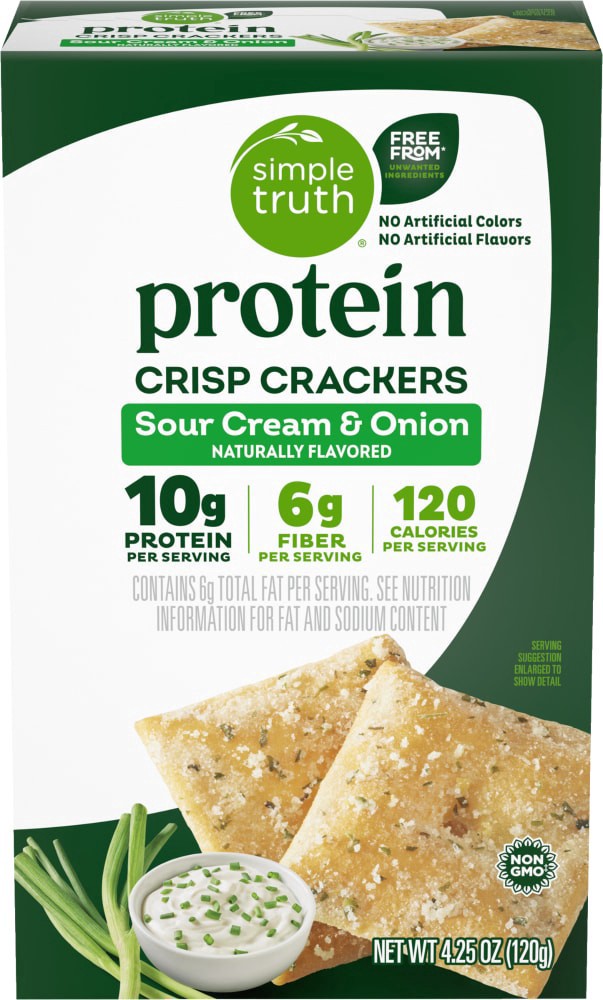slide 2 of 2, Simple Truth® Protein Sour Cream Onion Crisp Crackers, 4.25 oz