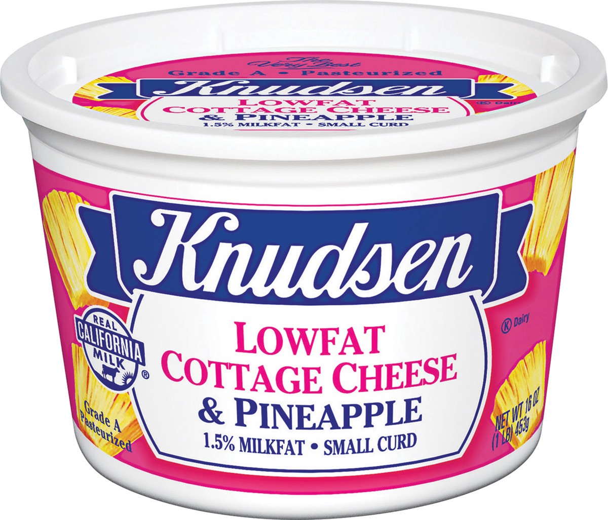 slide 2 of 2, Knudsen Lowfat Small Curd Cottage Cheese & Pineapple with 1.5% Milkfat, 16 oz Tub, 16 oz