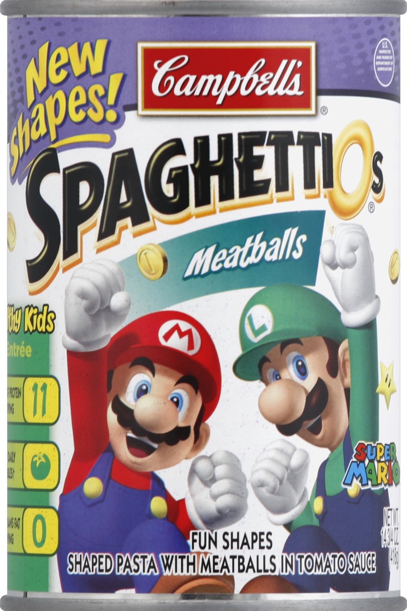 slide 2 of 2, SpaghettiOs Campbell's Spaghetti O's Meatballs Super Mario, 15.6 oz