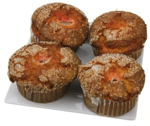 slide 1 of 1, Hy-Vee Loaded Jumbo Strawberry Muffins, 4 ct; 17 oz