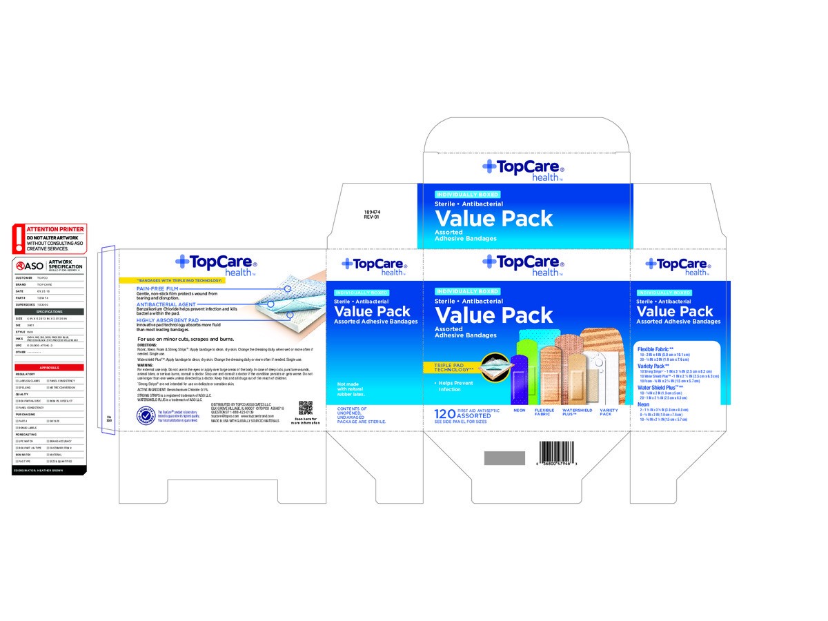 slide 6 of 15, TopCare Health Value Pack Assorted Adhesive Bandages 120 ea, 120 ct