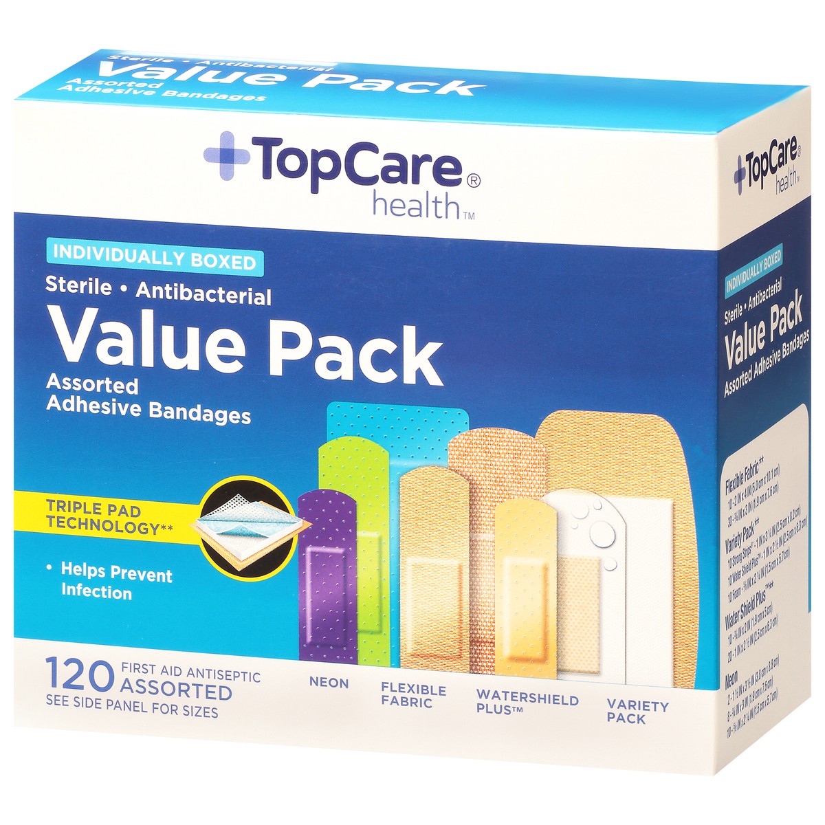 slide 4 of 15, TopCare Health Value Pack Assorted Adhesive Bandages 120 ea, 120 ct