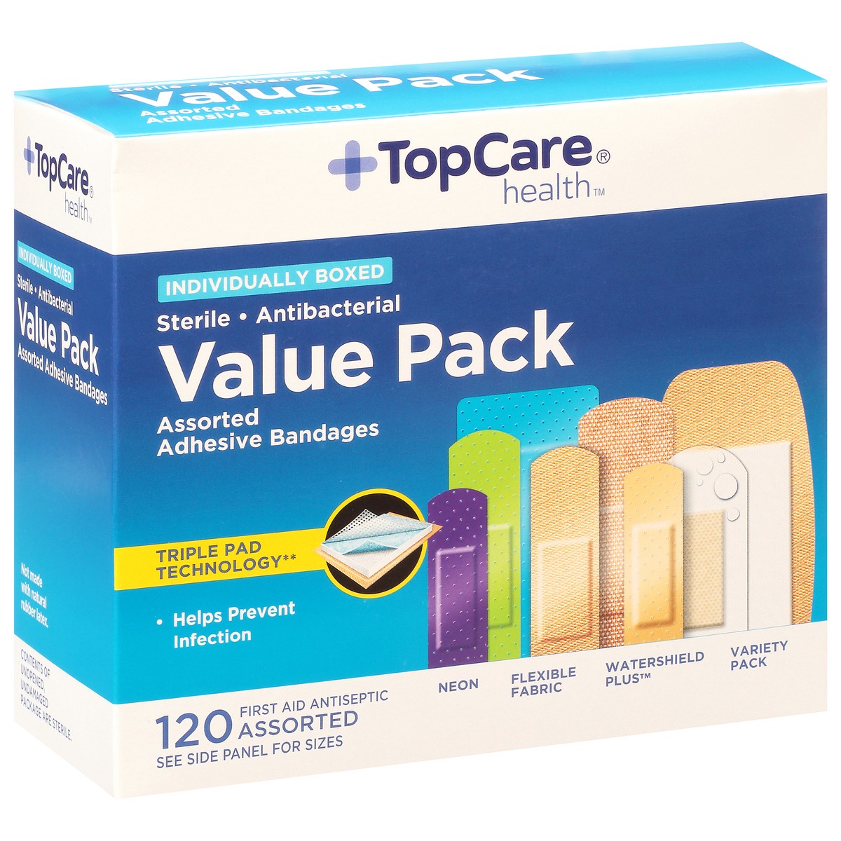slide 13 of 15, TopCare Health Value Pack Assorted Adhesive Bandages 120 ea, 120 ct
