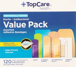 TopCare Health Value Pack Assorted Adhesive Bandages 120 ea