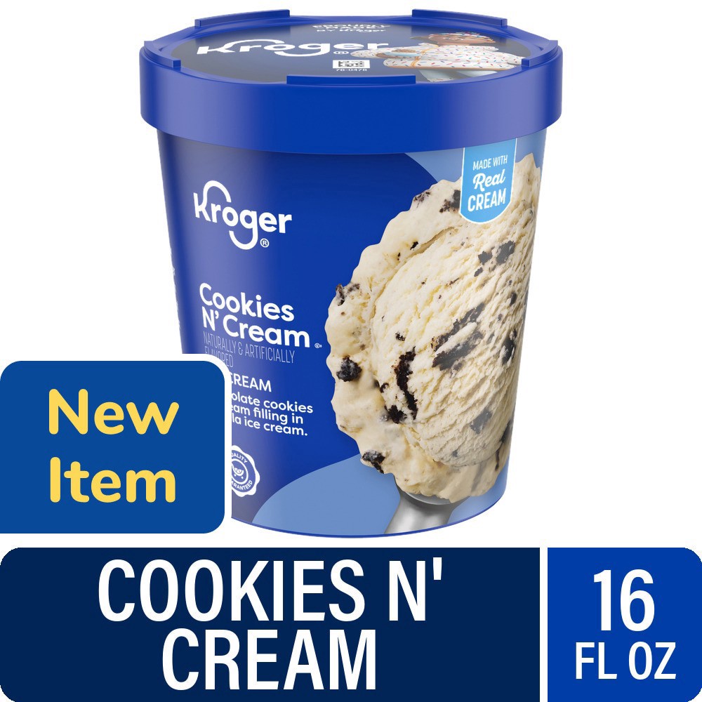 slide 5 of 5, Kroger® Cookies 'N Cream Ice Cream Pint, 16 oz