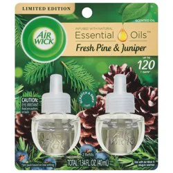 Air Wick Plug in Scented Oil Refill, 2 ct, Fresh Pine and Juniper, Air Freshener, Essential Oils, Fall Scent, Fall decor