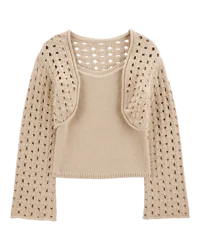 Oshkosh Kid 2-Piece Knit Tank and Cardigan Set Khaki 10