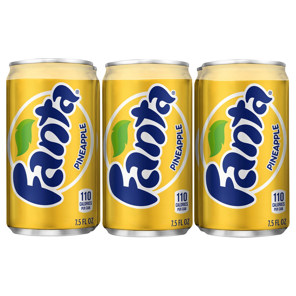 slide 1 of 6, Fanta Pineapple Soda Cans, 7.5 fl oz, 6 Pack, 6 ct