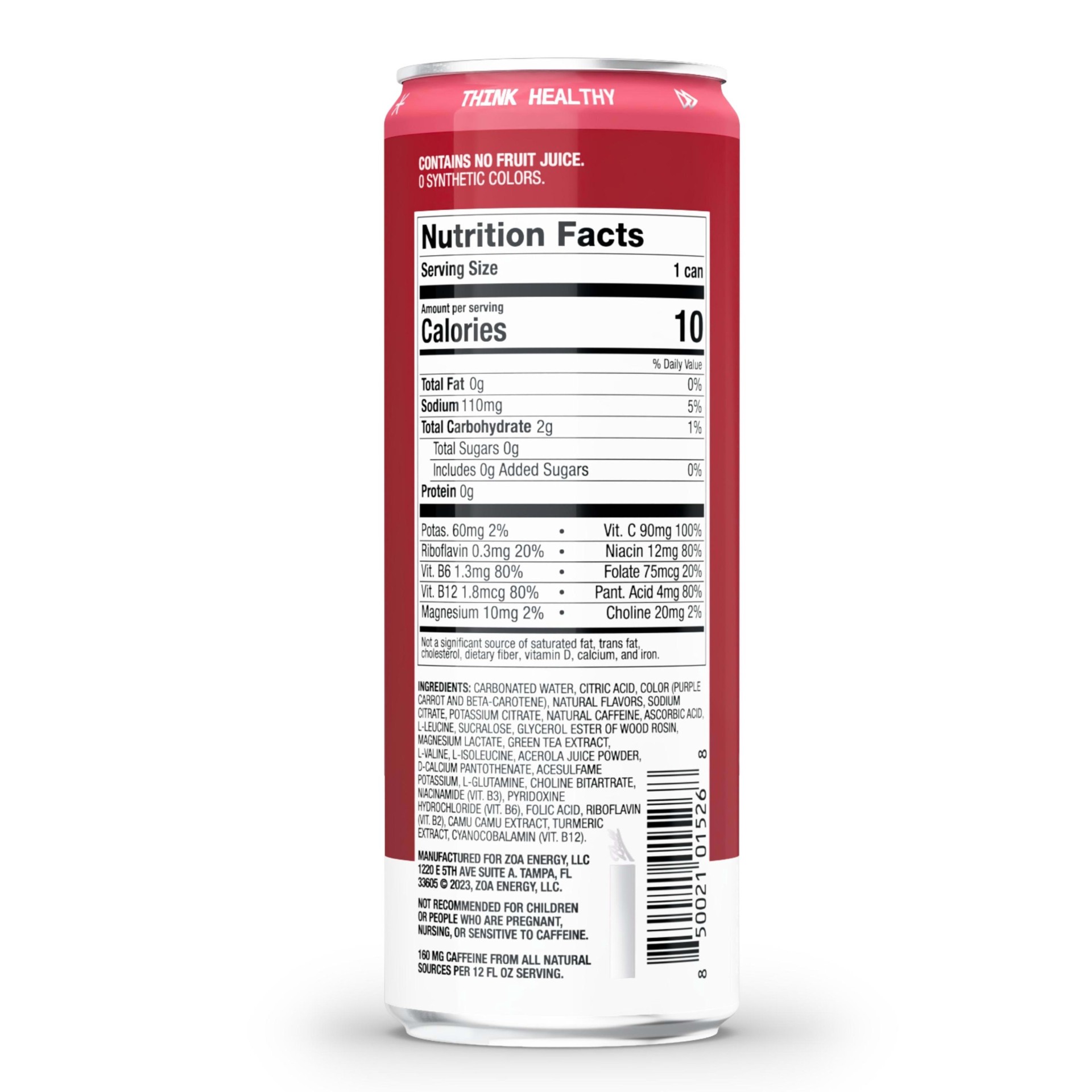 slide 2 of 2, Zoa Cherry Limeade Zero Sugar ZOA Energy Drink, Cherry Limeade, Zero Sugar, 12 fl oz Can, 12 fl oz