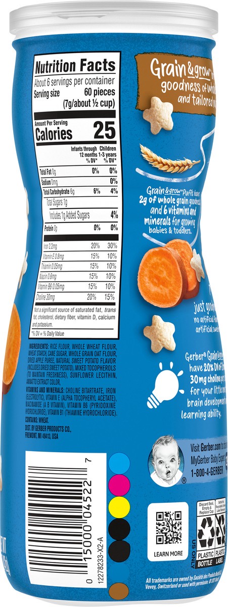 slide 8 of 9, Gerber Puffs Sweet Potato, 1.48 oz