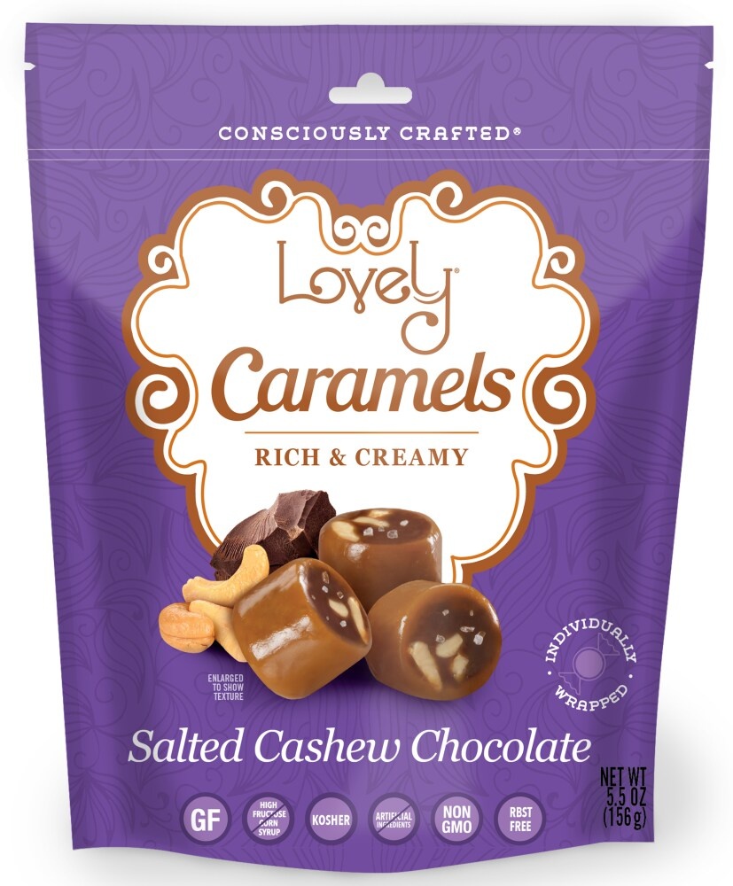 slide 1 of 1, Lovely Candy Company Lovely Salted Cashew Chocolate Caramels, 5.5 oz