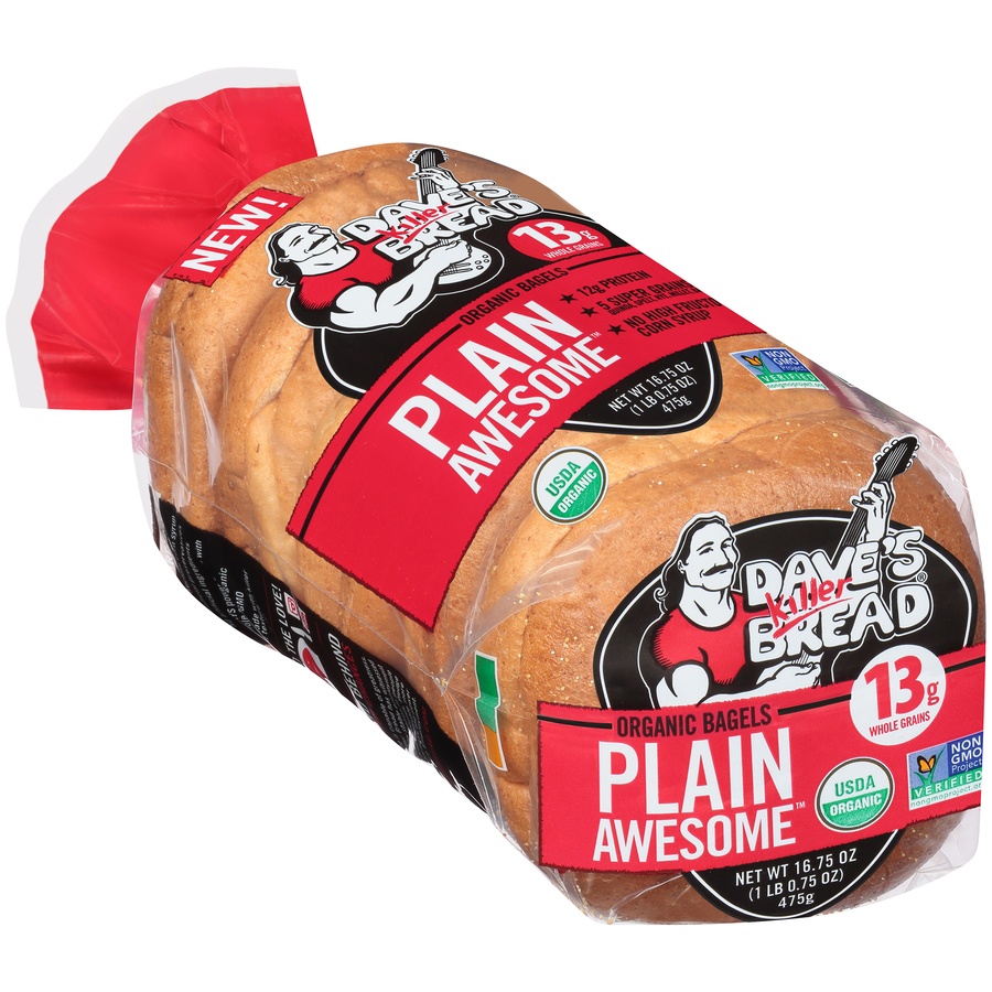 slide 3 of 8, Dave's Killer Bread Plain Awesome Organic Bagels, 16.75 oz