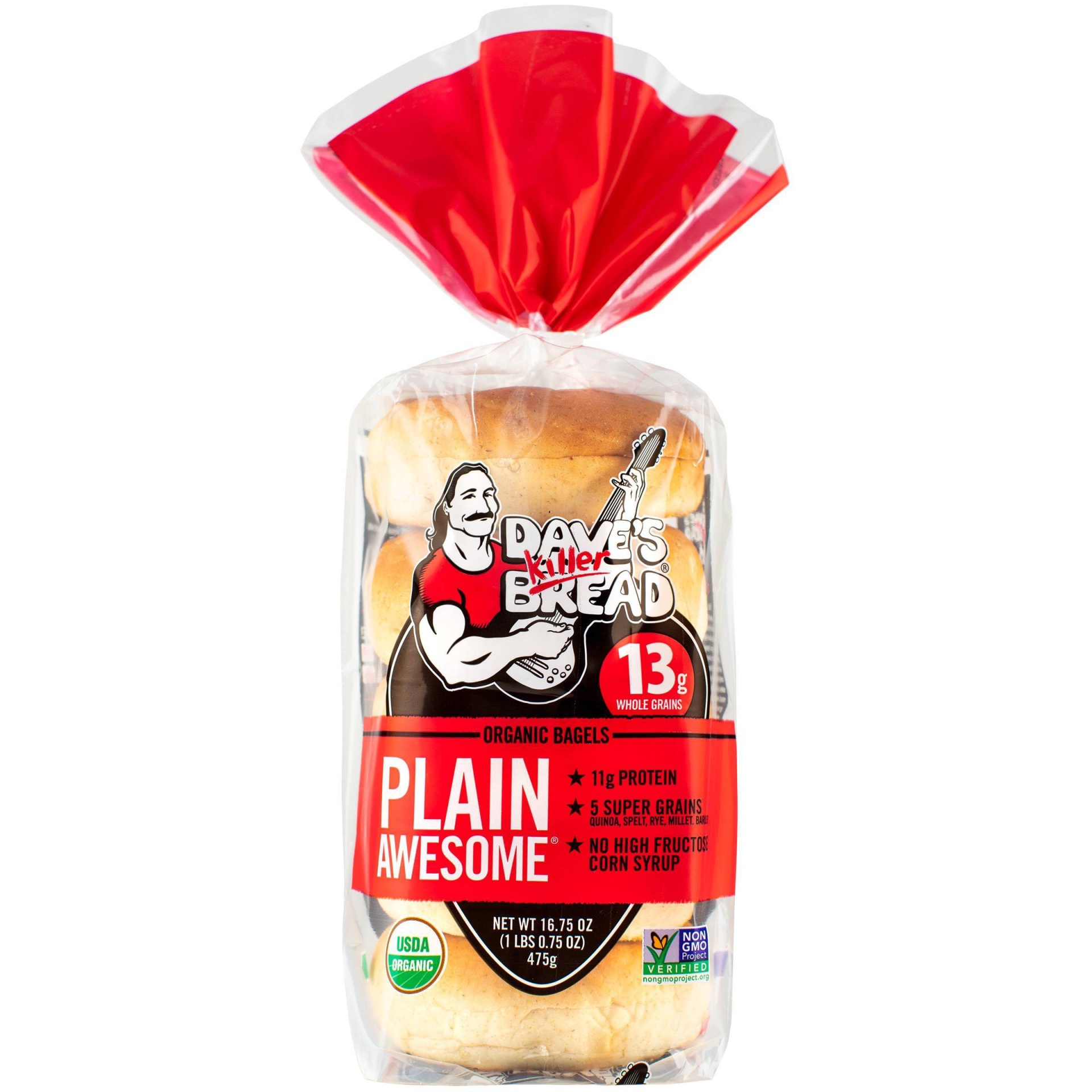 slide 1 of 8, Dave's Killer Bread Plain Awesome Organic Bagels, 16.75 oz