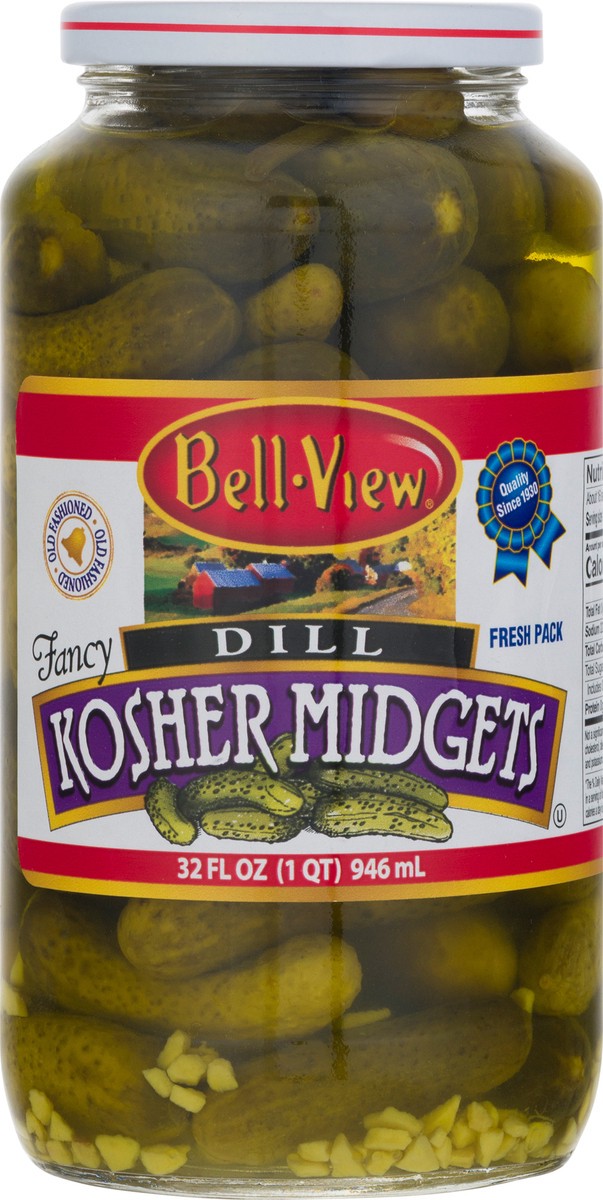 slide 2 of 12, Bell-View Kosher Midgets Dill Pickles 32 fl oz, 32 fl oz