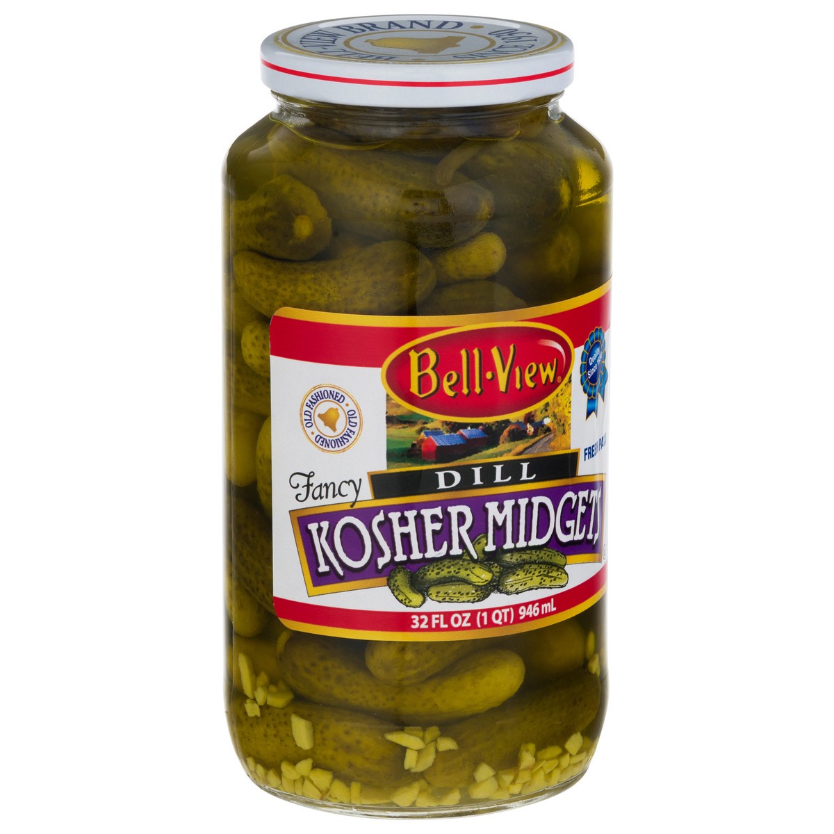 slide 4 of 12, Bell-View Kosher Midgets Dill Pickles 32 fl oz, 32 fl oz