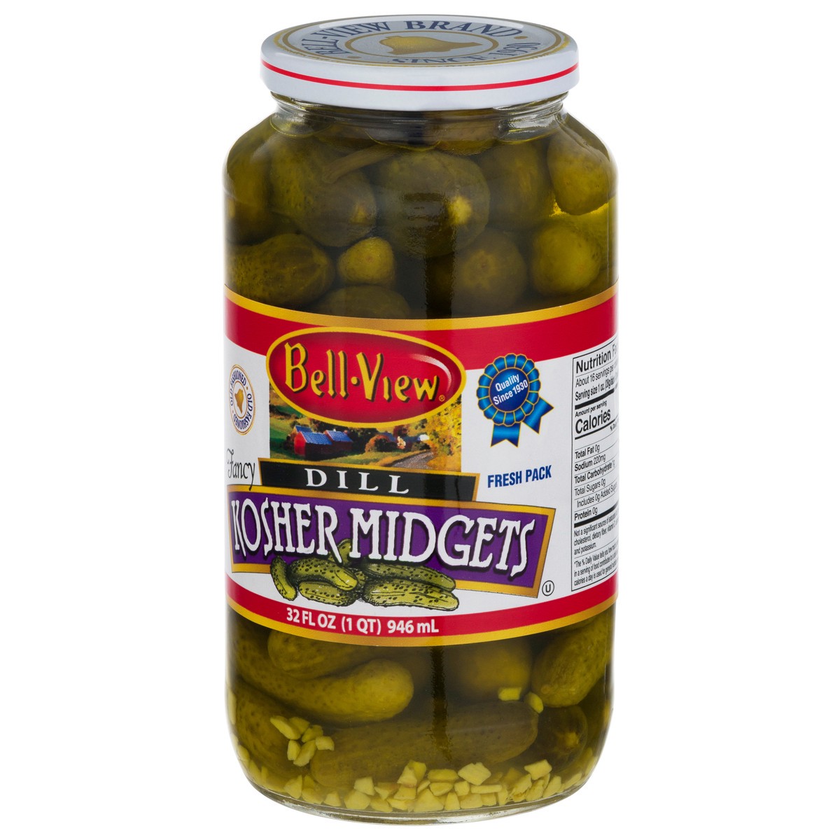 slide 11 of 12, Bell-View Kosher Midgets Dill Pickles 32 fl oz, 32 fl oz