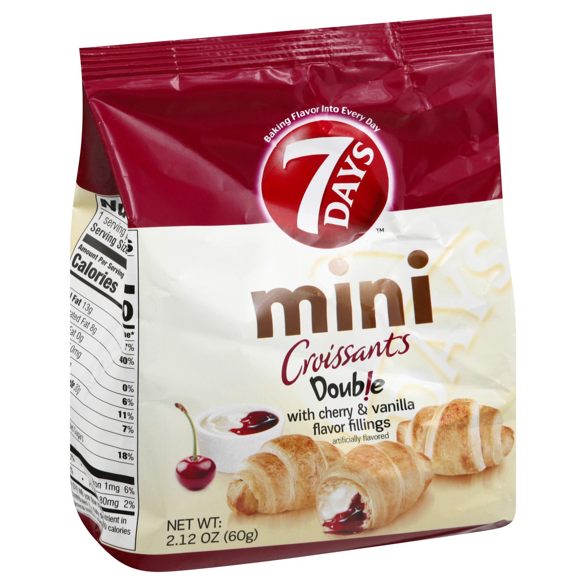 slide 2 of 13, 7DAYS Mini Double Cherry & Vanilla Flavor Fillings Croissants 2.12 oz, 2.12 oz