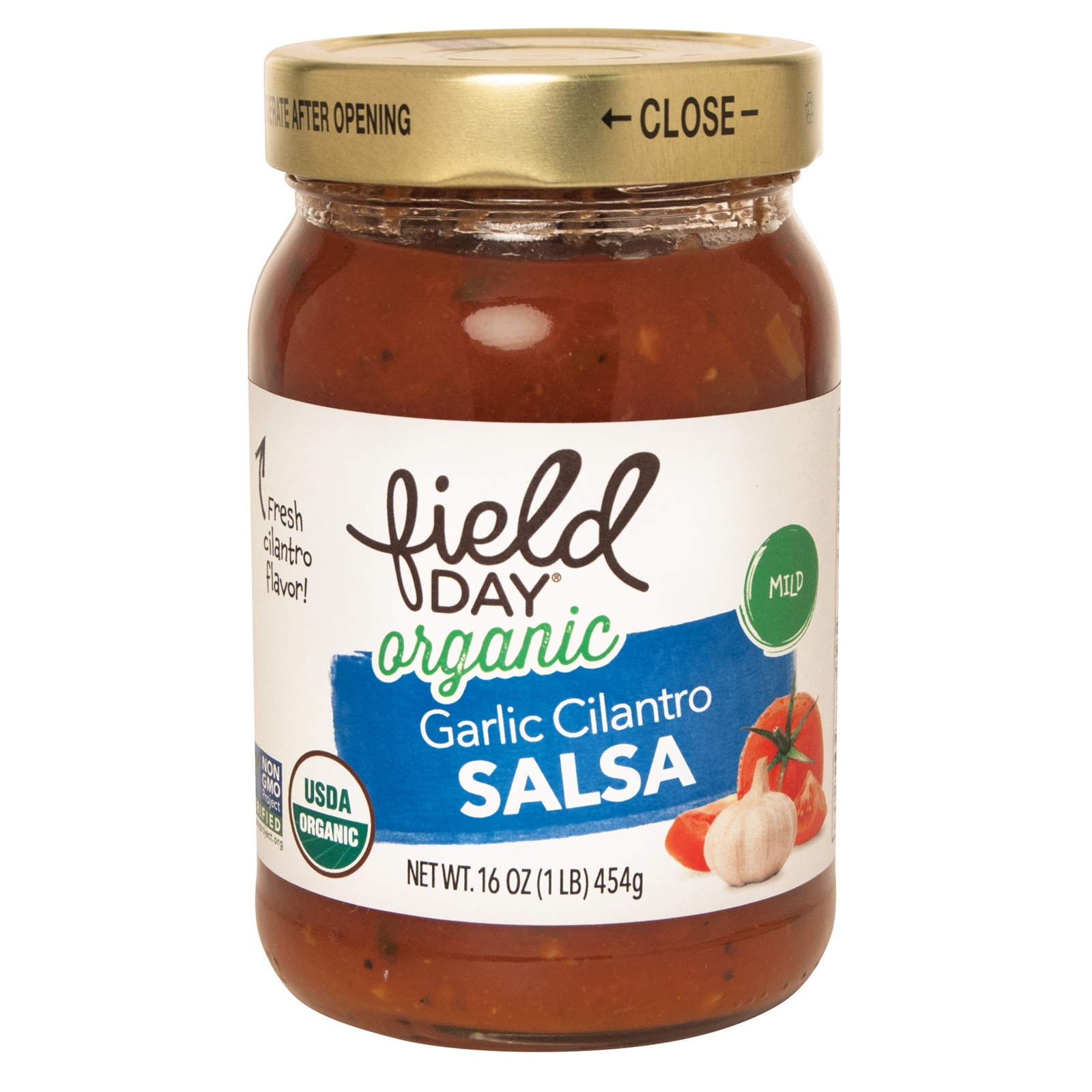 slide 1 of 1, Field Day Salsa - Organic - Garden Cilantro - Mild, 16 oz