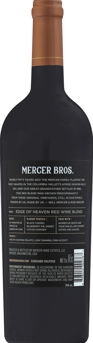 slide 3 of 11, Mercer Bros Horse Heaven Hills 2017 Columbia Valley Edge of Heaven Red Blend 750 ml, 750 ml