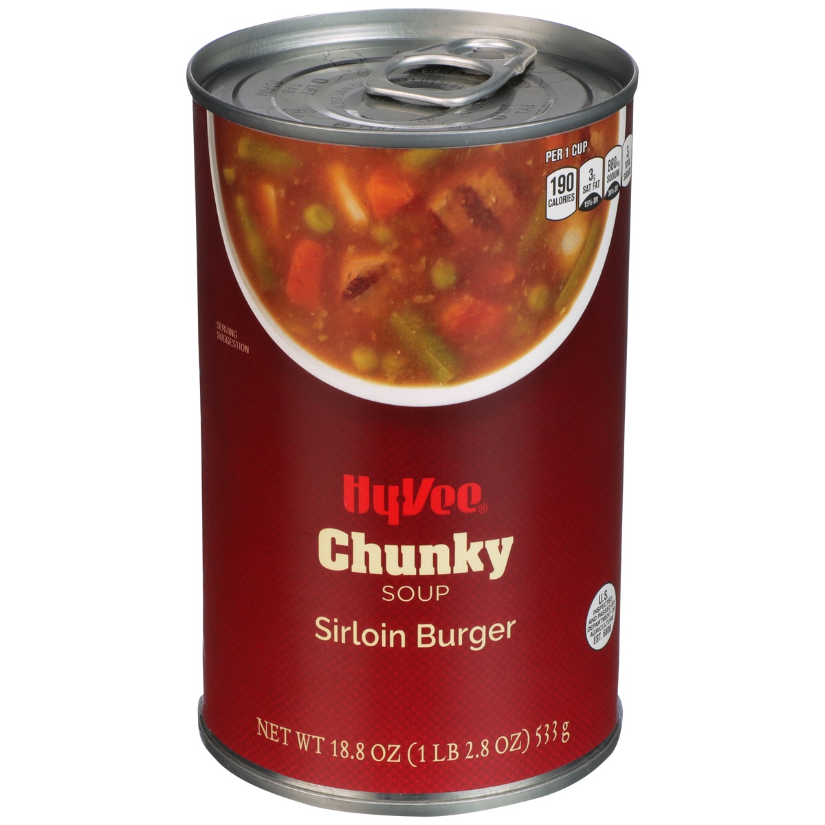 slide 1 of 1, Hy-vee Sirloin Burger Chunky Soup, 18.8 oz