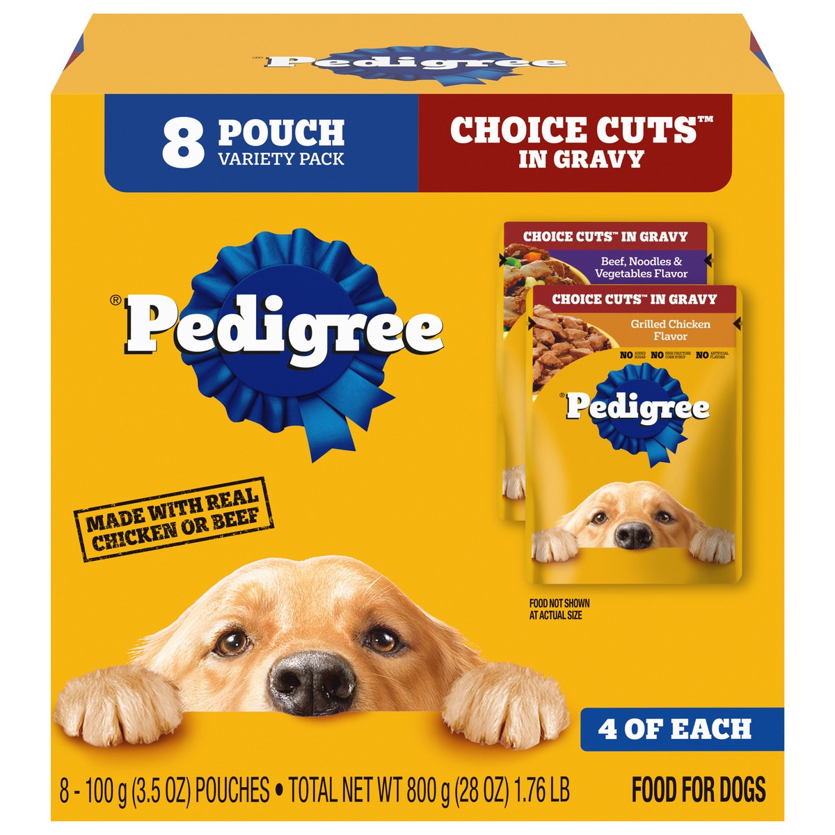 slide 1 of 9, Pedigree Choice Cuts in Gravy Food for Dogs Variety Pack 8 - 100 g Pouches, 8 ct; 3.5 oz