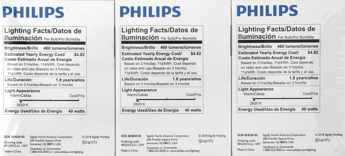 slide 8 of 8, Philips Light Bulbs Globe Sparkling Clear 40 Watts Value Pack, 3 ct