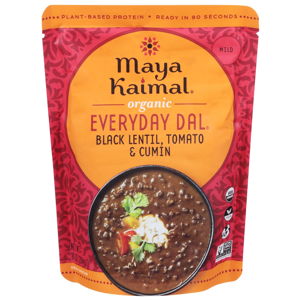 slide 1 of 9, Maya Kaimal Mild Organic Black Lentil, Tomato & Cumin Everyday Dal 10 oz, 10 oz