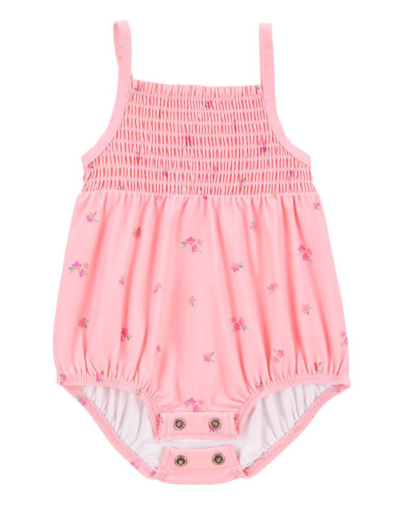 slide 4 of 4, Oshkosh Baby 1-Piece Floral Swimsuit Pink 12M, 1 ct