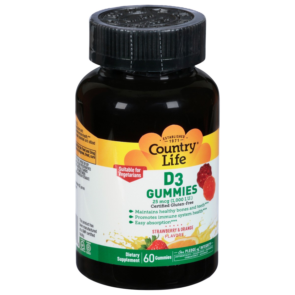 slide 14 of 14, Country Life D3 Gummies Strawberry & Orange, 60 ct