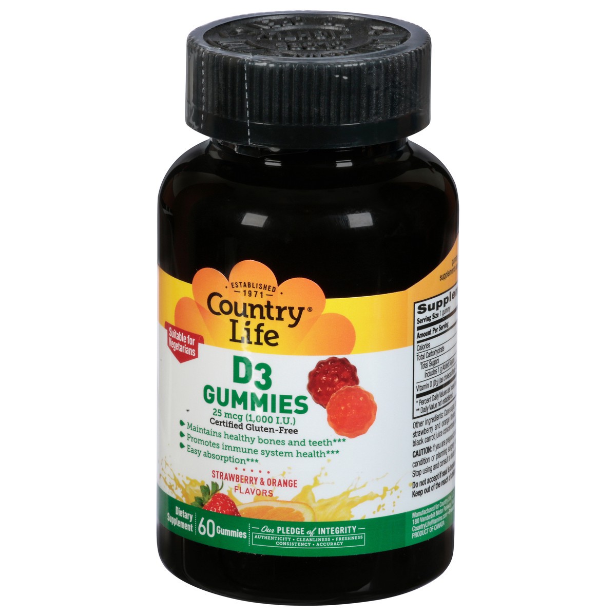 slide 3 of 14, Country Life D3 Gummies Strawberry & Orange, 60 ct