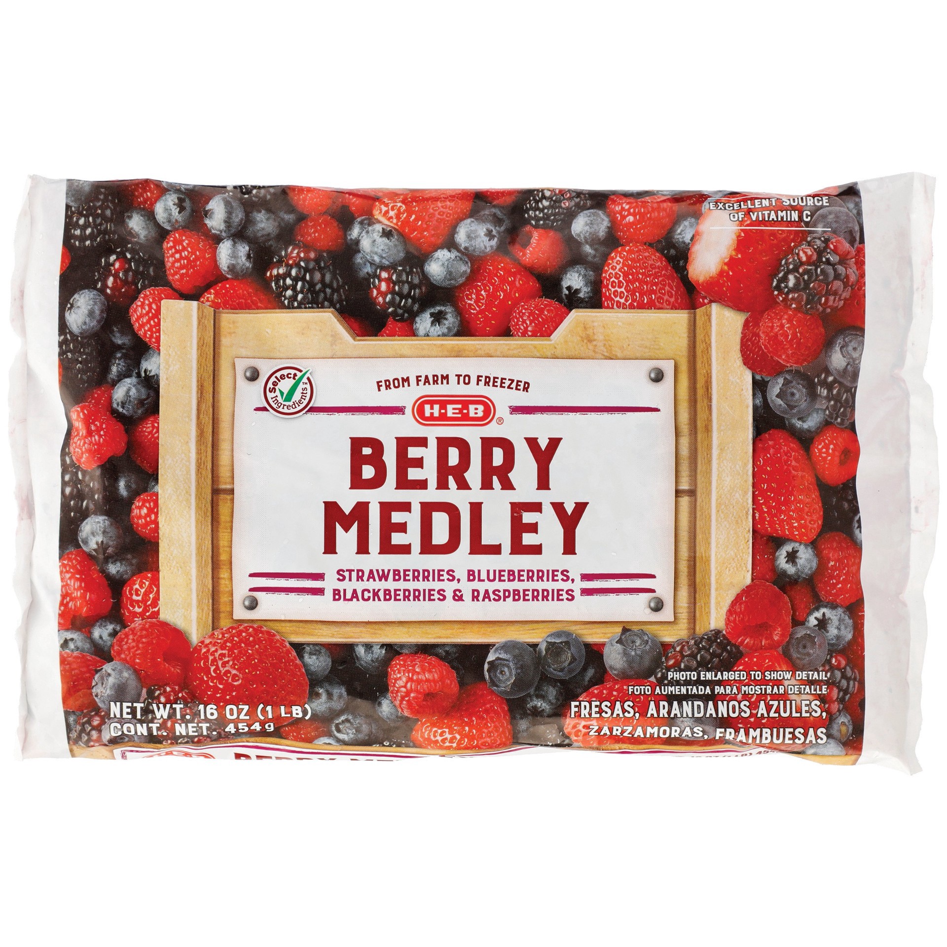 slide 1 of 1, H-E-B Frozen Berry Medley, 16 oz