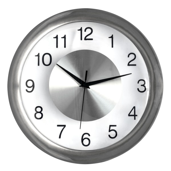 slide 1 of 1, Realspace Round Quartz Analog Wall Clock, 12'', Silver, 1 ct