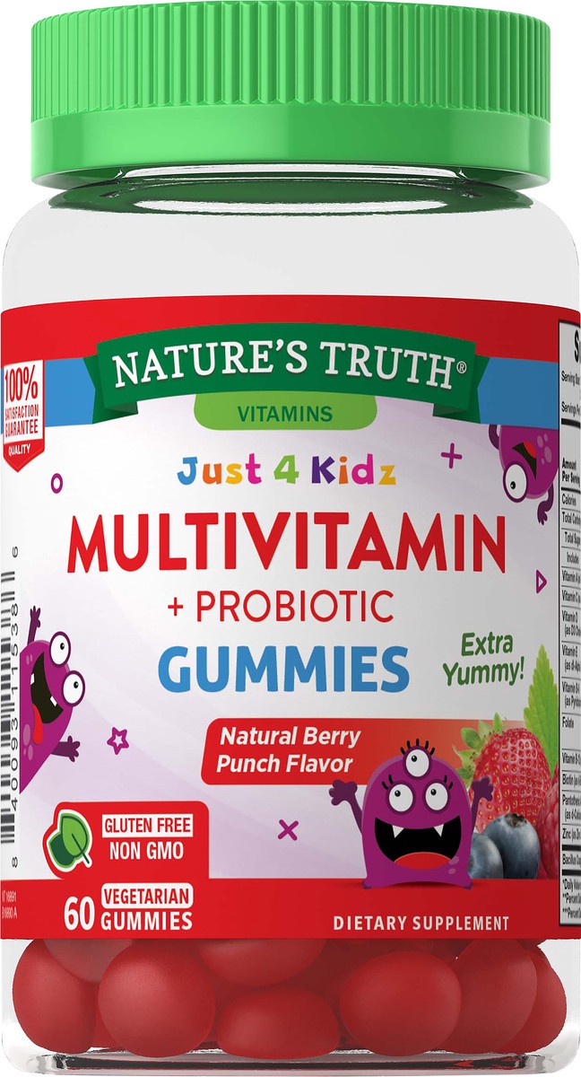 slide 2 of 5, Nature's Truth Just 4 Kidz Multivitamin + Probiotic Gummies, 60 ct