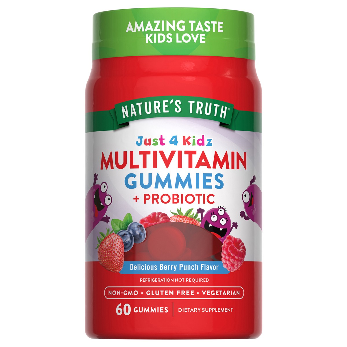 slide 1 of 5, Nature's Truth Just 4 Kidz Multivitamin + Probiotic Gummies, 60 ct
