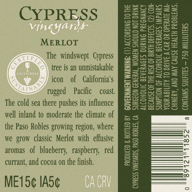 slide 4 of 4, J. Lohr Cypress Vineyards Merlot, 750 ml