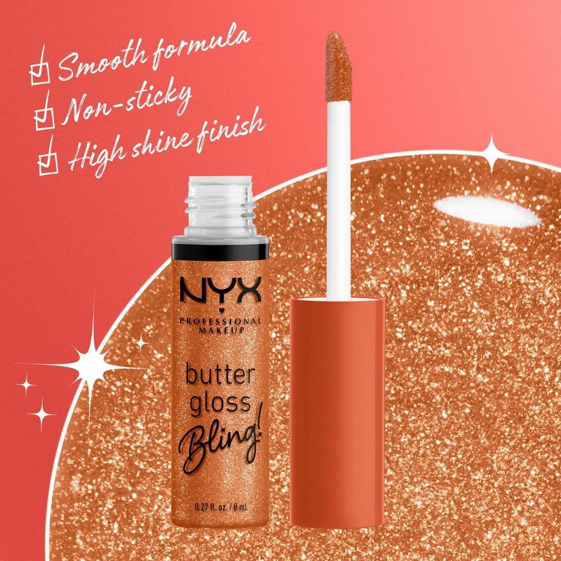 slide 5 of 9, NYX Professional Makeup Butter Gloss Bling Non Sticky Lip Gloss - 08 Hustla - 0.27 fl oz, 0.27 fl oz