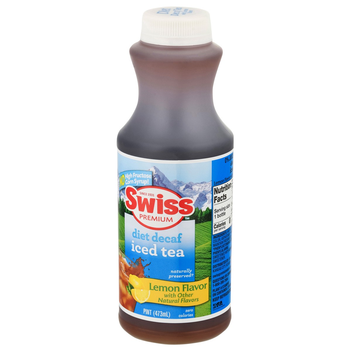 slide 2 of 14, Swiss Premium Diet Decaf Lemon Flavor Iced Tea - 1 pint, 1 pint