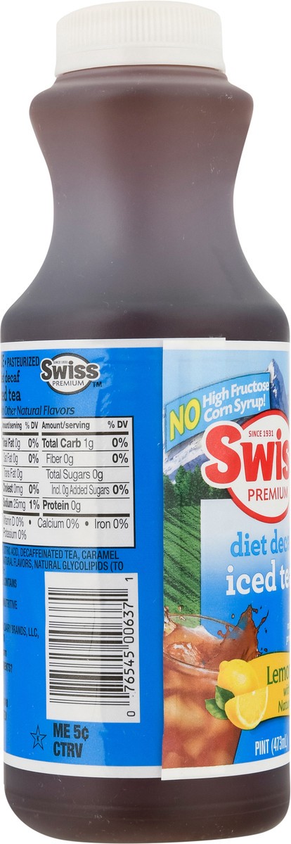 slide 10 of 14, Swiss Premium Diet Decaf Lemon Flavor Iced Tea - 1 pint, 1 pint