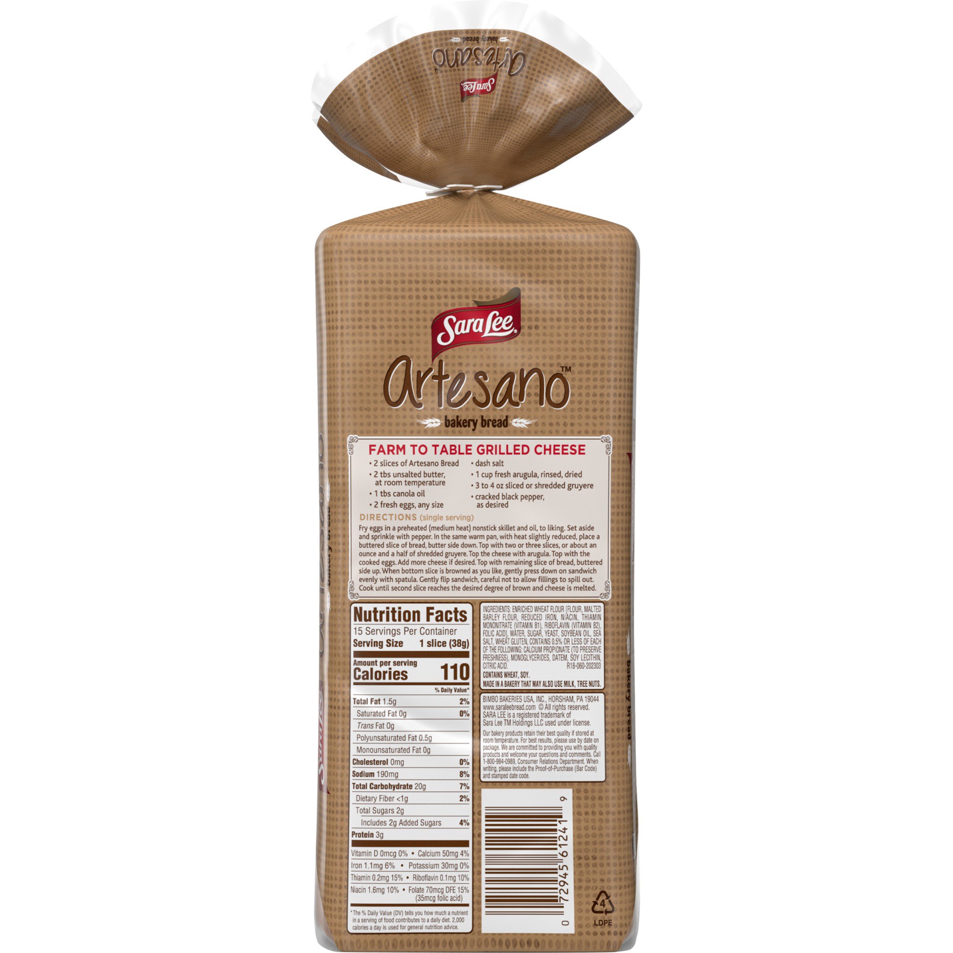 slide 9 of 9, Sara Lee Artesano Style Bread, 20 oz