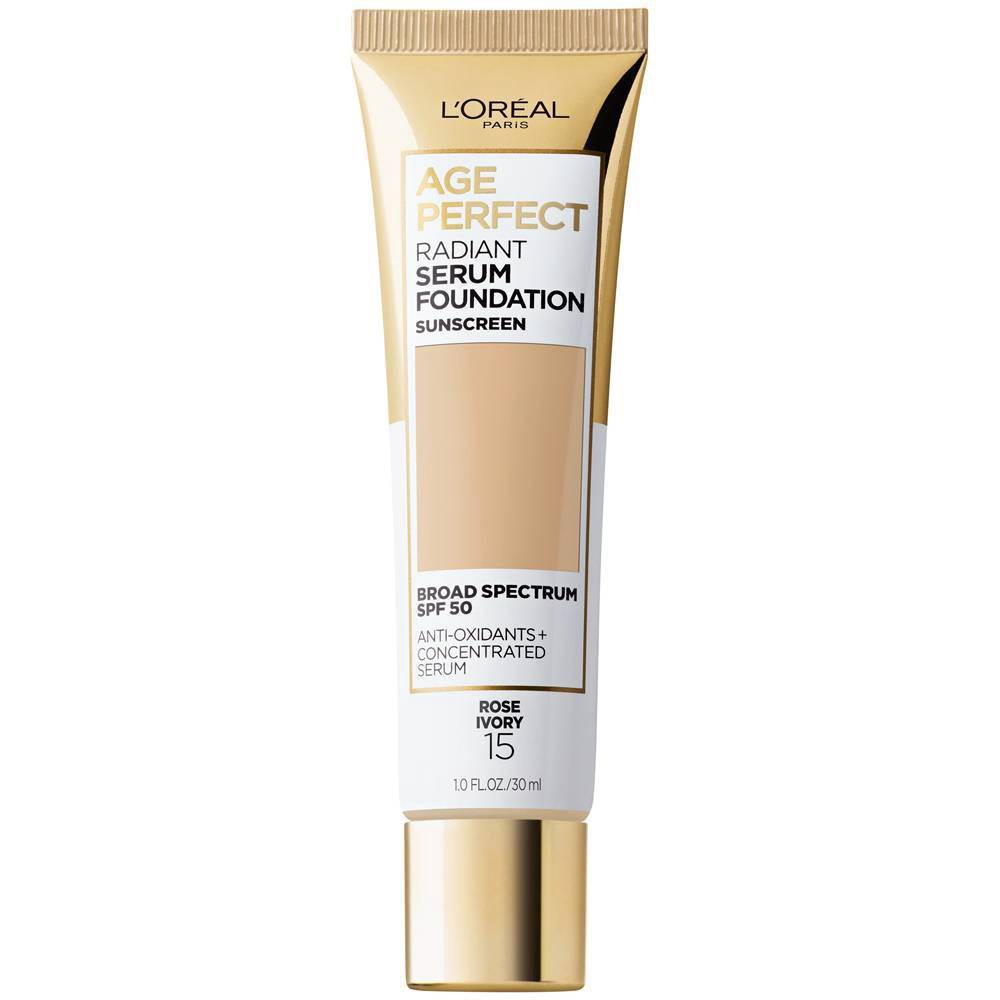 slide 1 of 7, L'Oreal Paris Age Perfect Radiant Serum Foundation with SPF 50 - 15 Rose Ivory - 1 fl oz, 1 oz