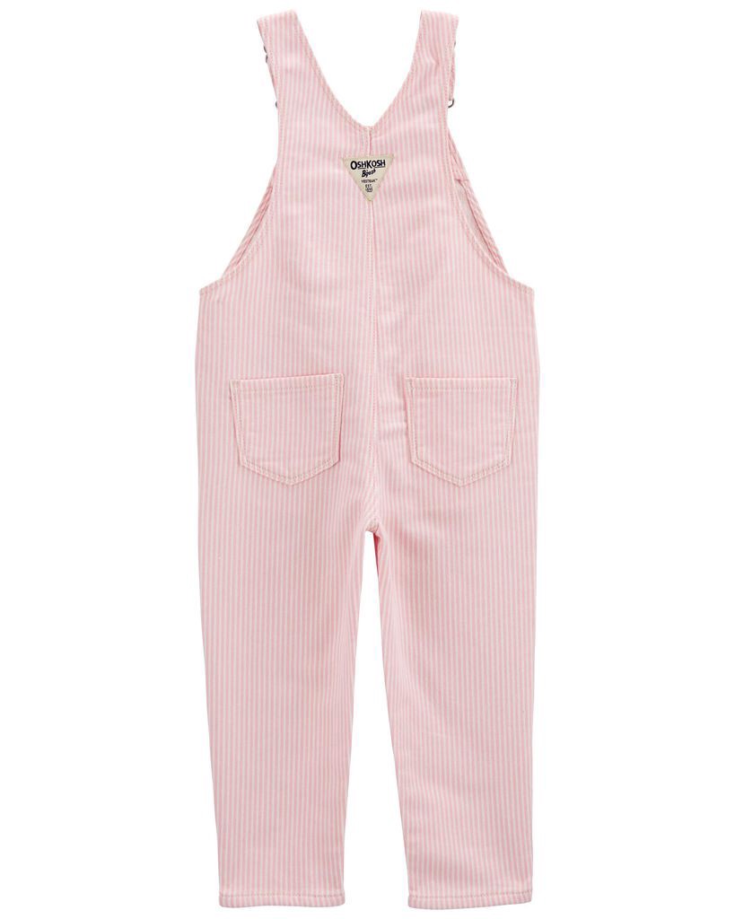 slide 3 of 3, Oshkosh Toddler Knit Denim Hickory Stripe Overalls Pink 4T, 1 ct