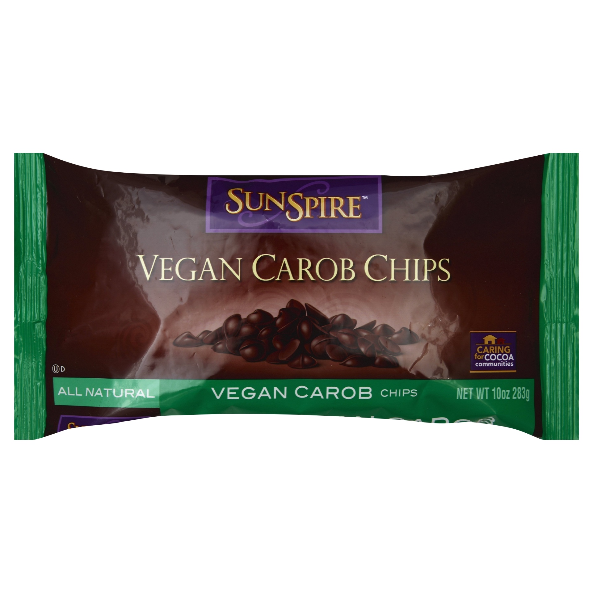 slide 1 of 5, SunSpire Vegan Carob Chips, 10 oz