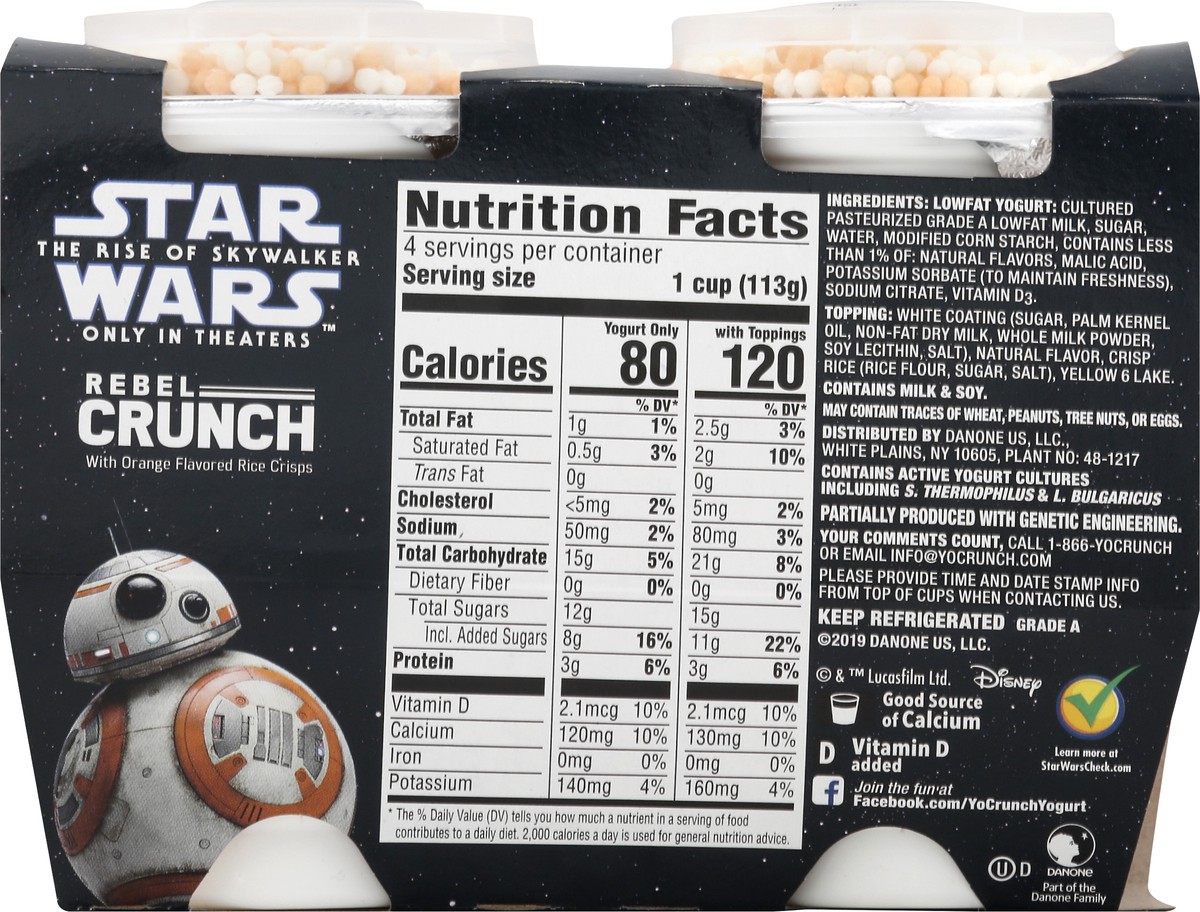 slide 6 of 13, Rebel Crunch 1% Milkfat Star Wars Rebel Crunch Lowfat Vanilla Yogurt 4 ea, 4 ct; 4 oz