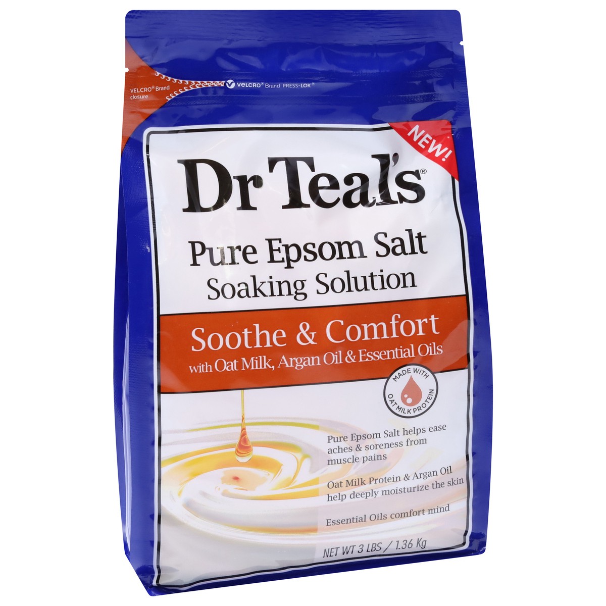 slide 4 of 12, Dr. Teal's Soothe & Comfort Pure Epsom Salt Soak with Oat Milk, Argan Oil & Essential Oils, 3 lb