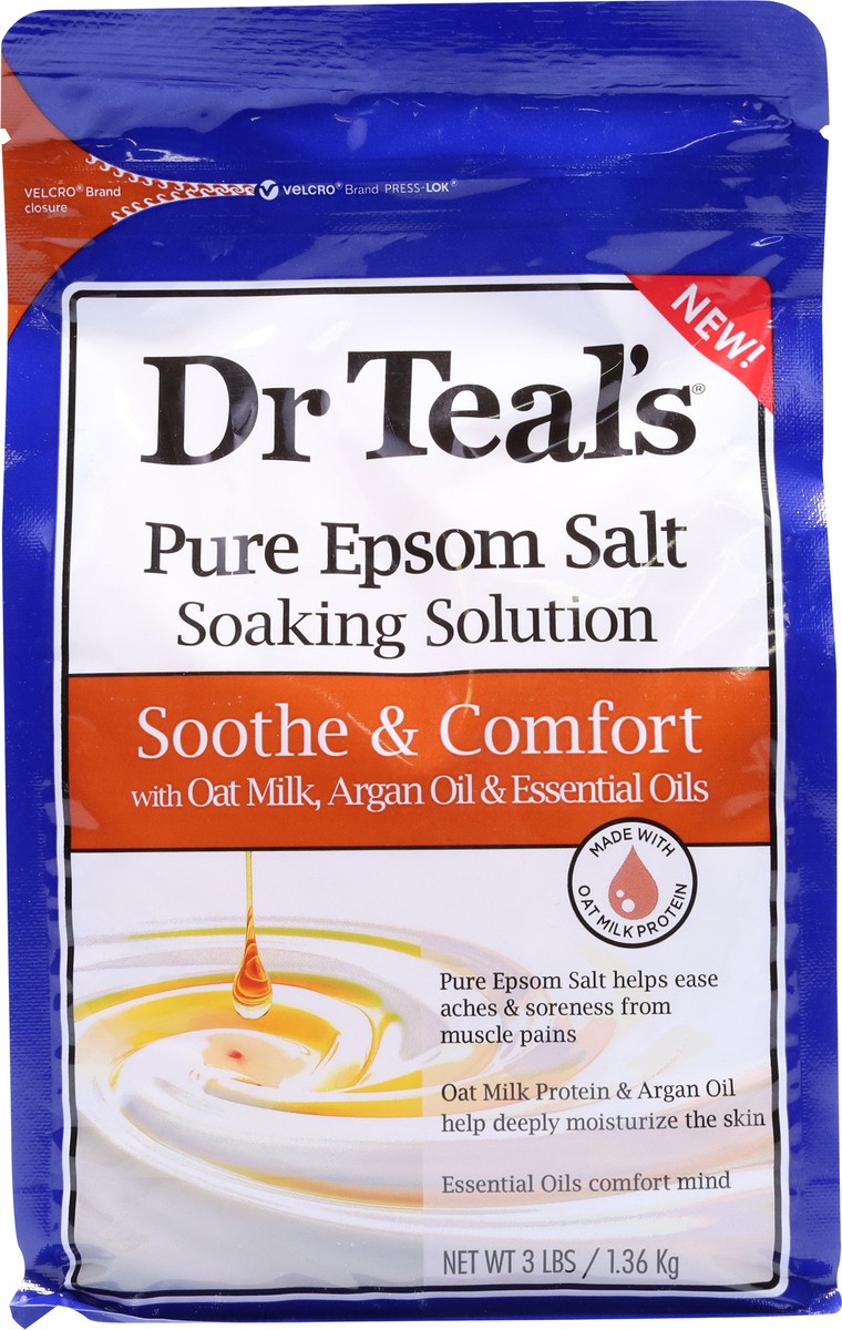 slide 10 of 12, Dr. Teal's Soothe & Comfort Pure Epsom Salt Soak with Oat Milk, Argan Oil & Essential Oils, 3 lb