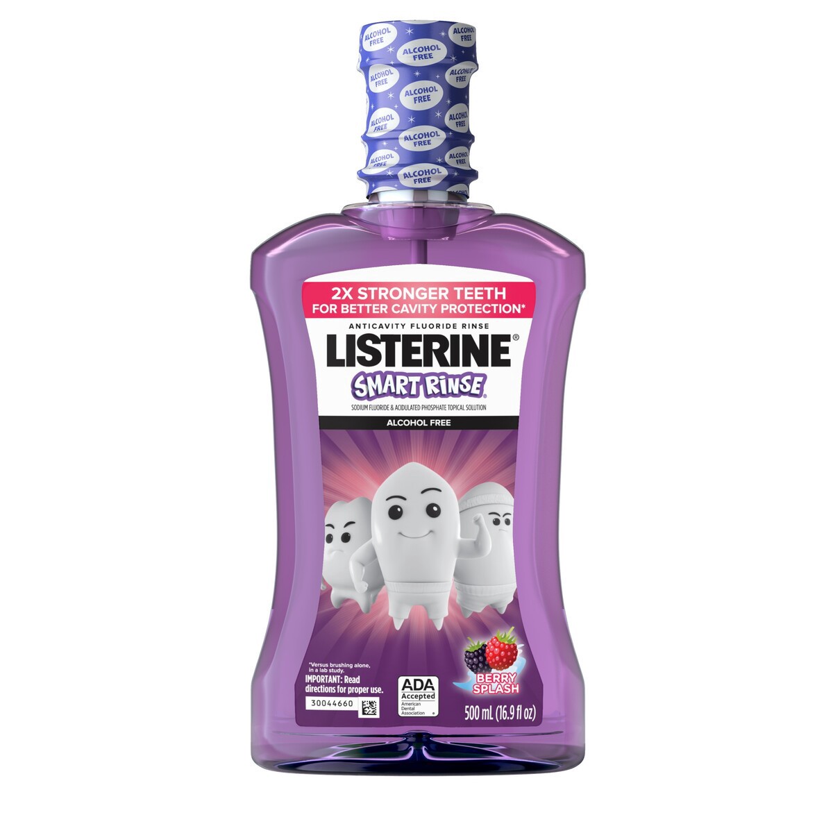 slide 8 of 8, Listerine Smart Rinse Kids Alcohol-Free Anticavity Fluoride Mouthwash, ADA Accepted Oral Rinse for Cavity Protection, Berry Splash Flavor for Kids Oral Care, 500 mL, 500 ml