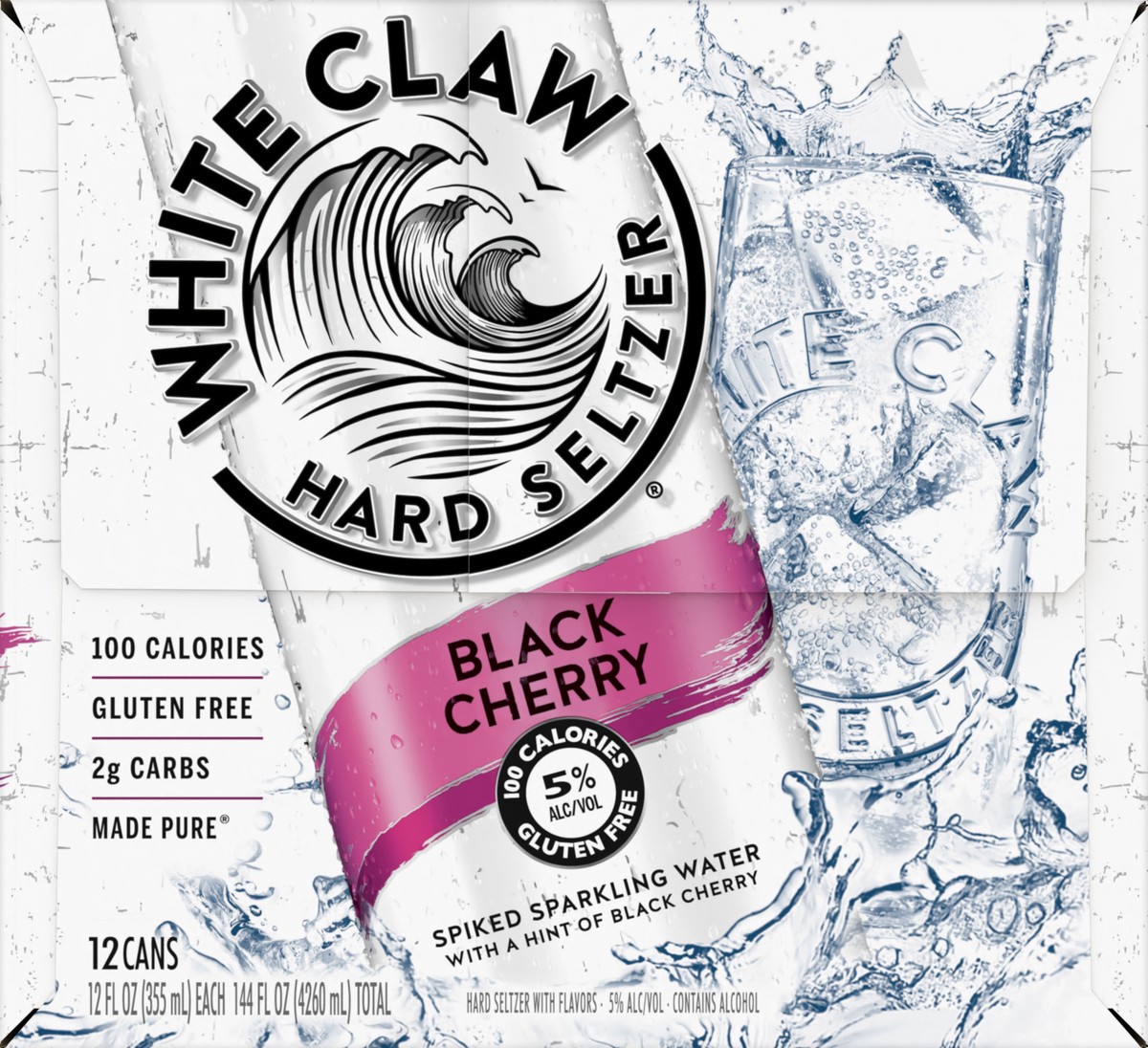 slide 4 of 7, White Claw 12 Pack Spiked Black Cherry Hard Seltzer 12 ea, 12 ct; 12 oz