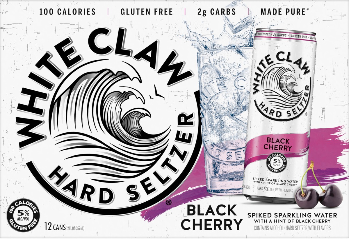 slide 1 of 7, White Claw 12 Pack Spiked Black Cherry Hard Seltzer 12 ea, 12 ct; 12 oz